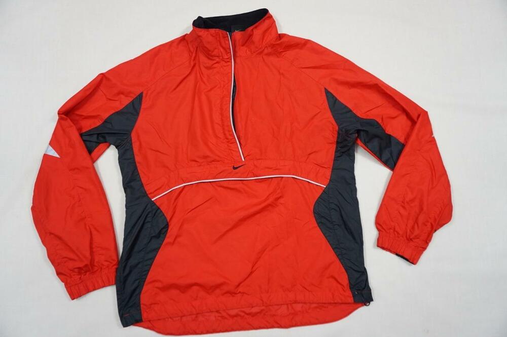 NIKE USED KIDS USED M(8-10 RED/BLACK WINDBREAKER ATHLETIC JACKET/ANORAK/PULLOVER